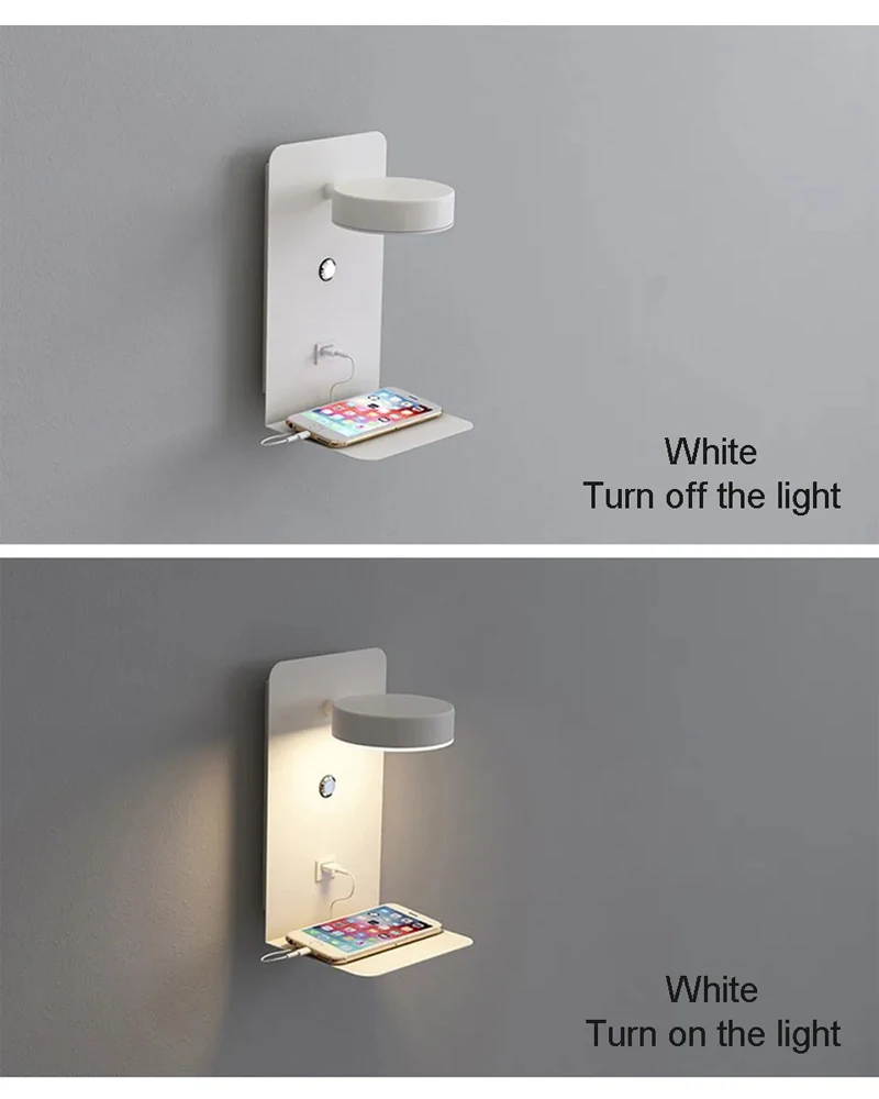 LED Wall Light Interior  Mobile Phone Charging USB Wall Lamps With Switch Bedroom Bedside Reading Lights Decoration Living Room