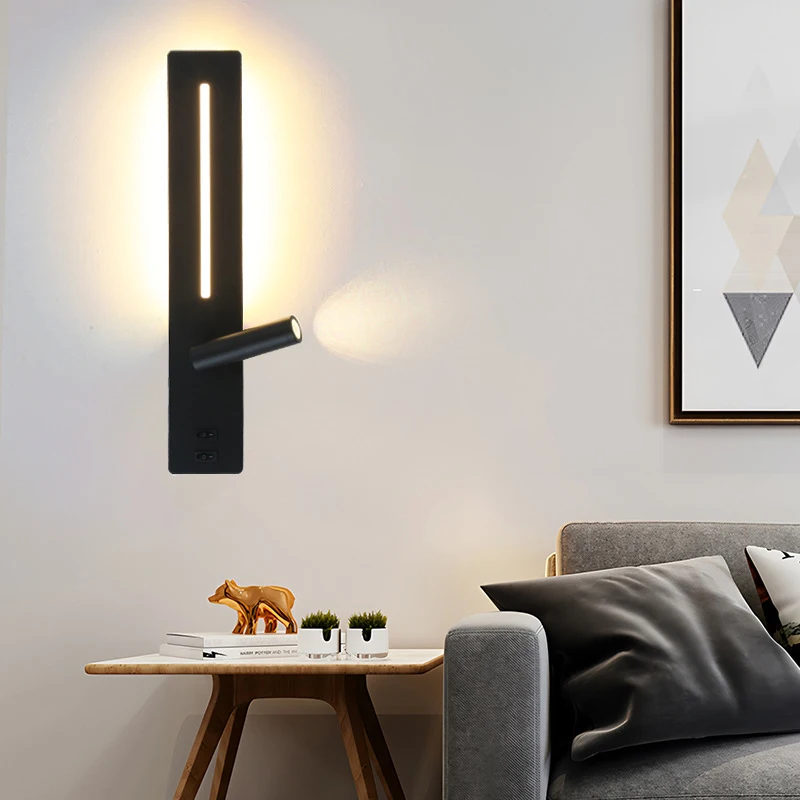 LED Wall Light Interior  Mobile Phone Charging USB Wall Lamps With Switch Bedroom Bedside Reading Lights Decoration Living Room