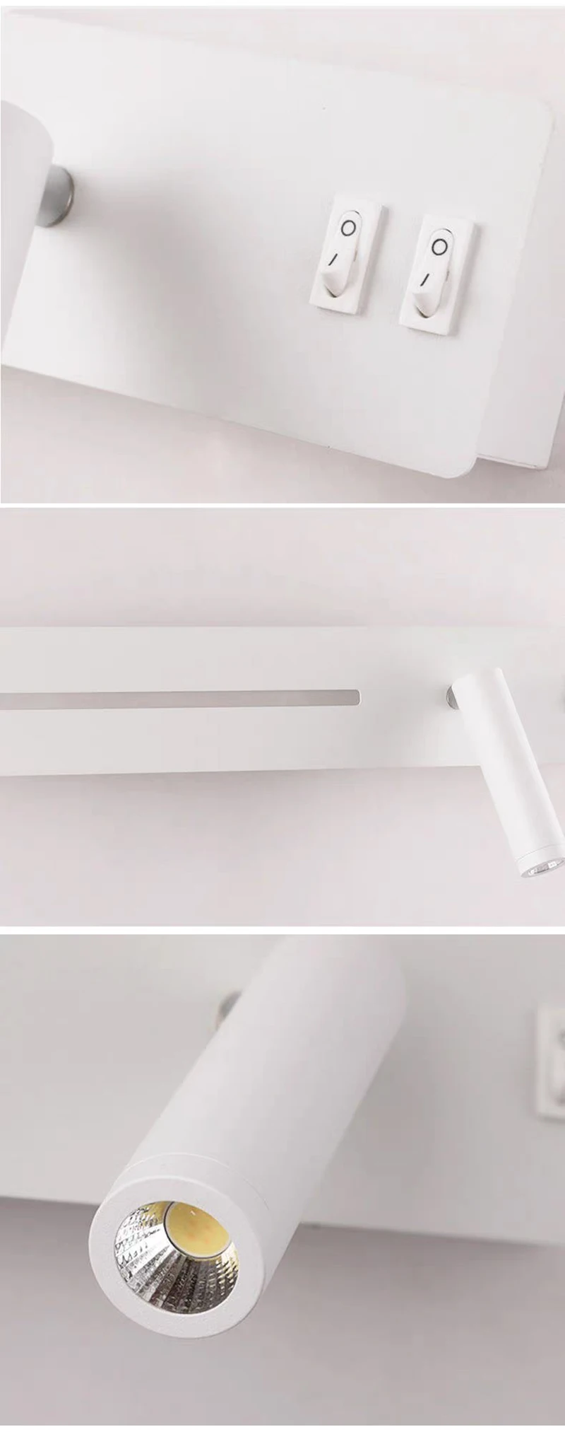 LED Wall Light Interior  Mobile Phone Charging USB Wall Lamps With Switch Bedroom Bedside Reading Lights Decoration Living Room