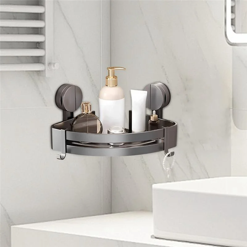 MOPHE-Shower Cage With Hooks, No Drill Wall Mounted Organizer, Rust-Proof Bathroom Storage Bathroom Shelves