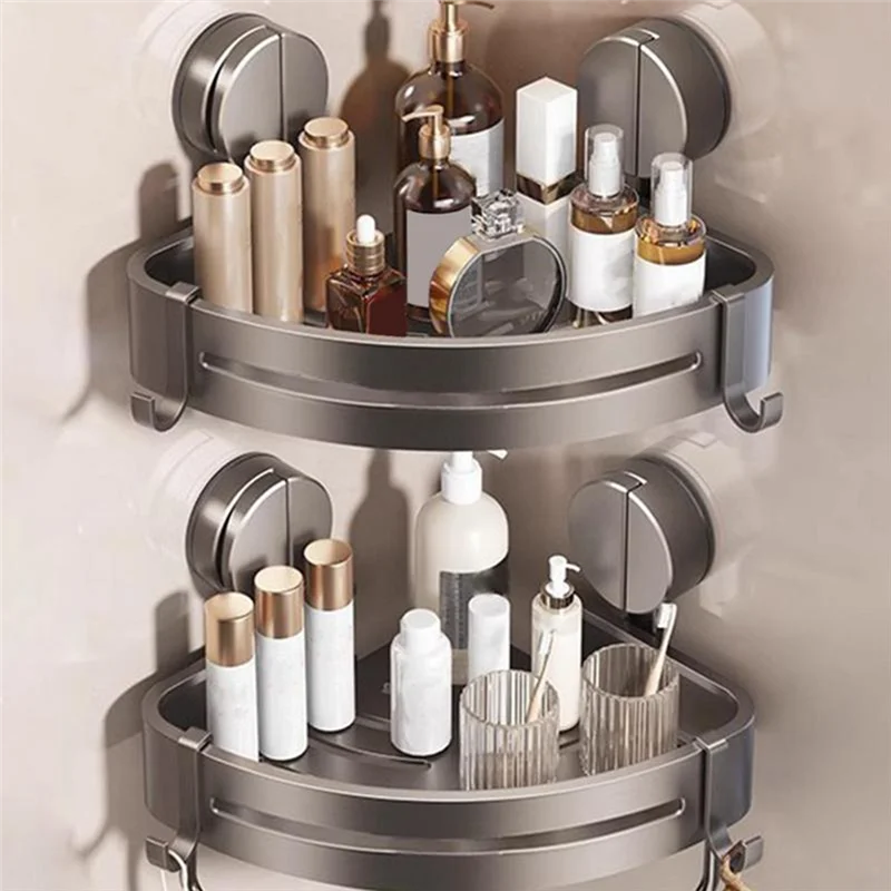 MOPHE-Shower Cage With Hooks, No Drill Wall Mounted Organizer, Rust-Proof Bathroom Storage Bathroom Shelves