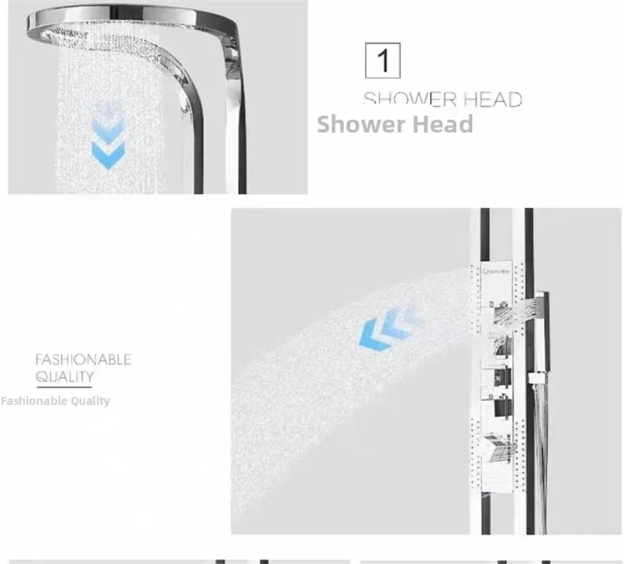 Modern Black Rainfall Shower Panel Tower System Multi-Function Bathroom Shower Head with Waterfall Spray and Handheld Shower
