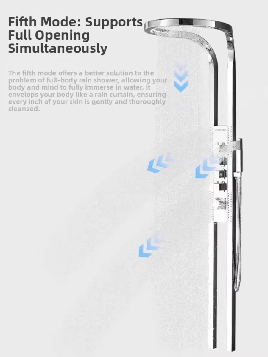 Modern Black Rainfall Shower Panel Tower System Multi-Function Bathroom Shower Head with Waterfall Spray and Handheld Shower