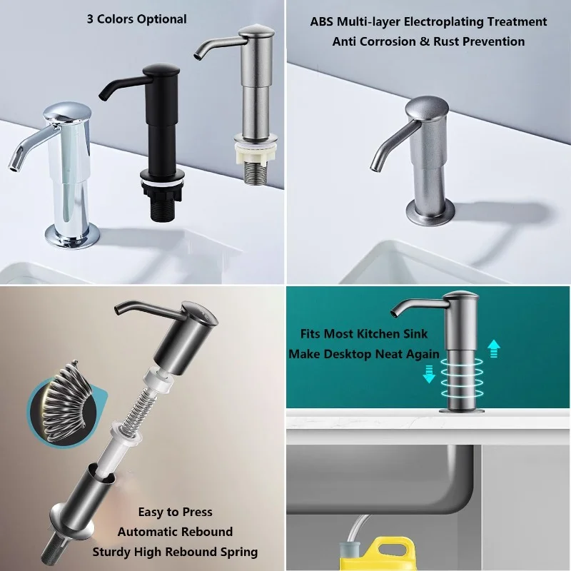New Kitchen Hardware Stainless Steel Accessories Liquid Soap Dispenser Pump Kitchen Sink Hand Pressure Liquid Dispenser New Kitchen Hardware Stainless Steel Accessories Liquid Soap Dispenser Pump Kitchen Sink Hand Pressure Liquid Dispenser