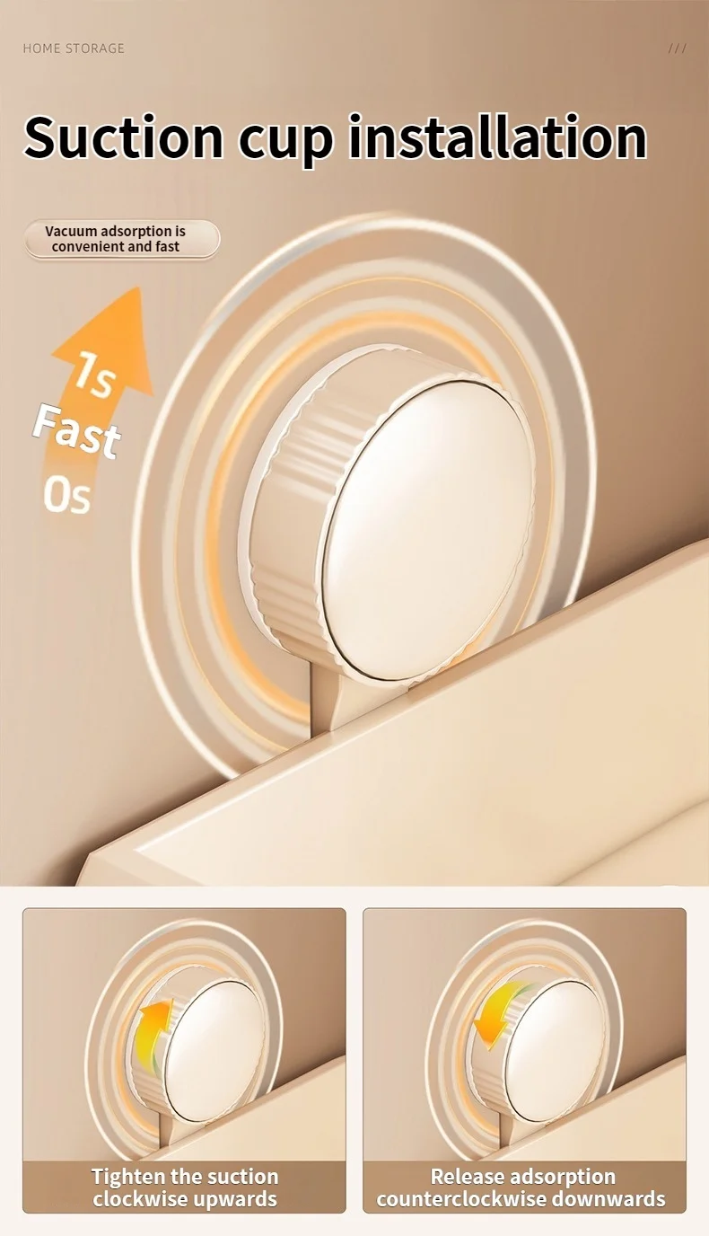 No Drill Suction Cup Adhesive Bathroom Rack