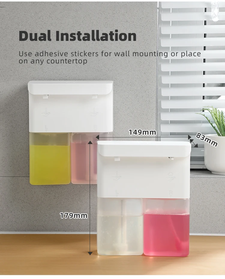 New Automatic Dishwashing Liquid Sensor Kitchen Double Head Gel Foam Hand Sanitizer Soap Dispenser Wall Hanging New Automatic Dishwashing Liquid Sensor Kitchen Double Head Gel Foam Hand Sanitizer Soap Dispenser Wall Hanging