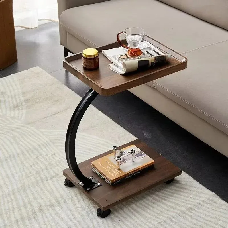 Side table Modern simple rectangular household small apartment Bedroom removable side table Double layer small coffee table Side table Modern simple rectangular household small apartment Bedroom removable side table Double layer small coffee table