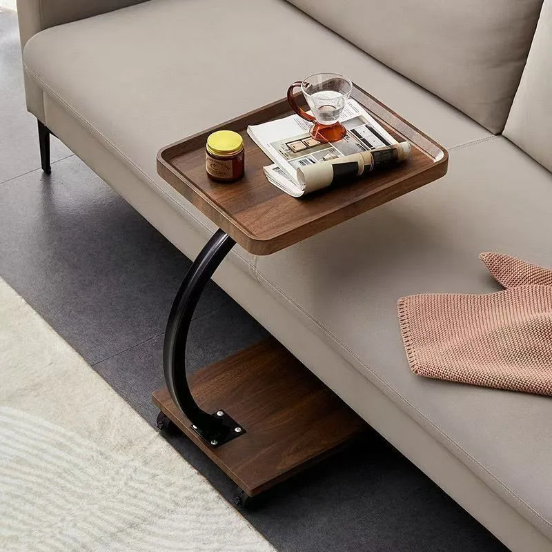 Side table Modern simple rectangular household small apartment Bedroom removable side table Double layer small coffee table
