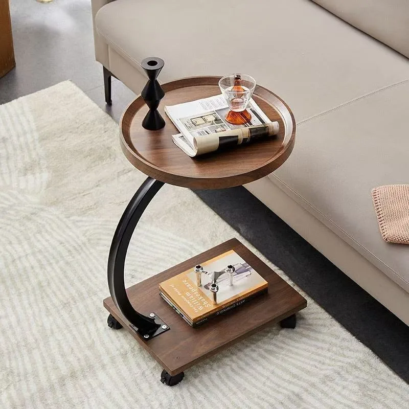 Side table Modern simple rectangular household small apartment Bedroom removable side table Double layer small coffee table