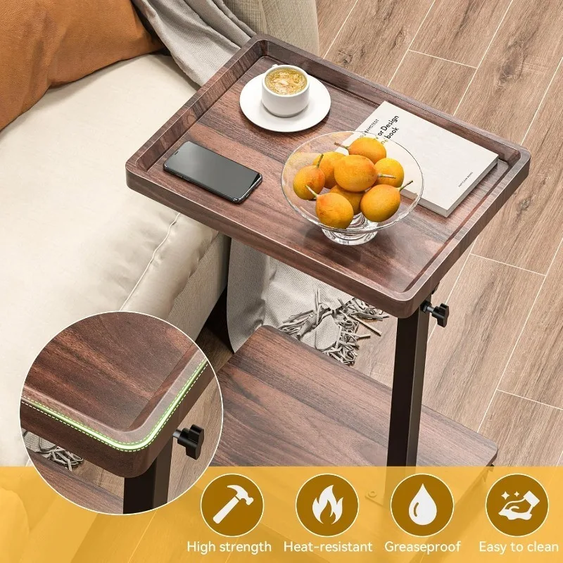 Side table Modern simple rectangular household small apartment Bedroom removable side table Double layer small coffee table