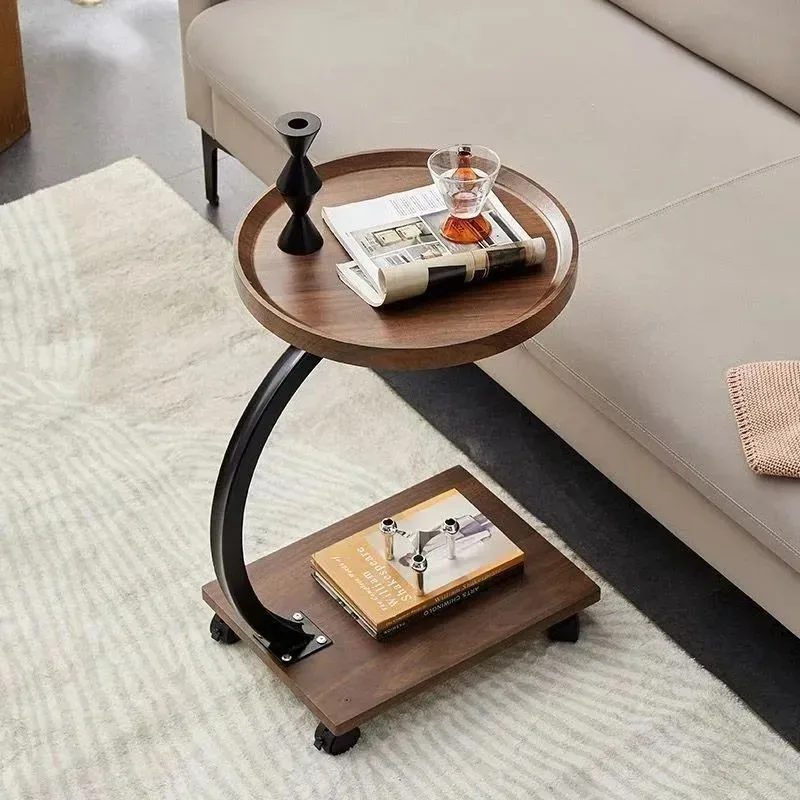 Side table Modern simple rectangular household small apartment Bedroom removable side table Double layer small coffee table Side table Modern simple rectangular household small apartment Bedroom removable side table Double layer small coffee table