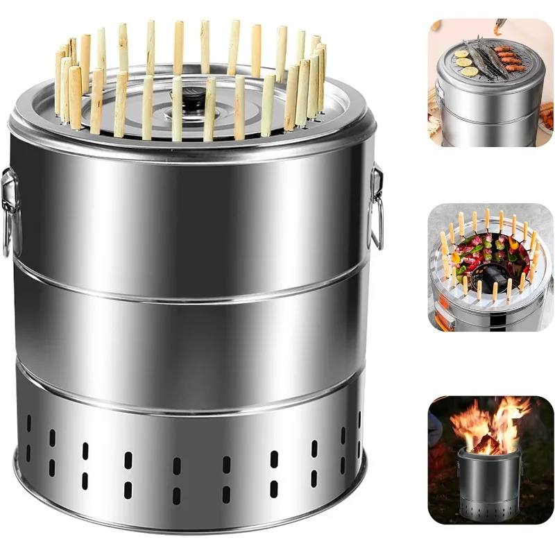 Stainless Steel Wrap-around Grill Charcoal Grill Smokeless Grill Cooking Grate Portable Camping Oven Household Barbecue Tools Stainless Steel Wrap-around Grill Charcoal Grill Smokeless Grill Cooking Grate Portable Camping Oven Household Barbecue Tools