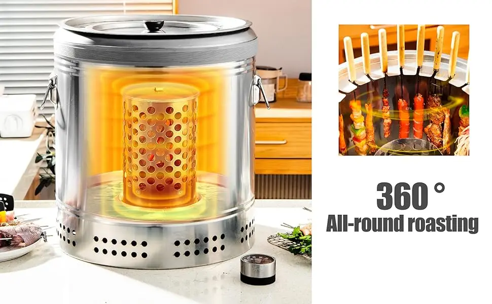 Stainless Steel Wrap-around Grill Charcoal Grill Smokeless Grill Cooking Grate Portable Camping Oven Household Barbecue Tools Stainless Steel Wrap-around Grill Charcoal Grill Smokeless Grill Cooking Grate Portable Camping Oven Household Barbecue Tools