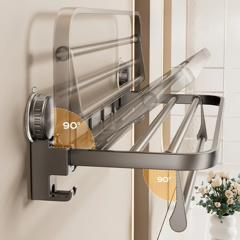 Suction cup towel rack bathroom towel storage rack bathroom hanging pole hook rack suction cup type no punching required Suction cup towel rack bathroom towel storage rack bathroom hanging pole hook rack suction cup type no punching required