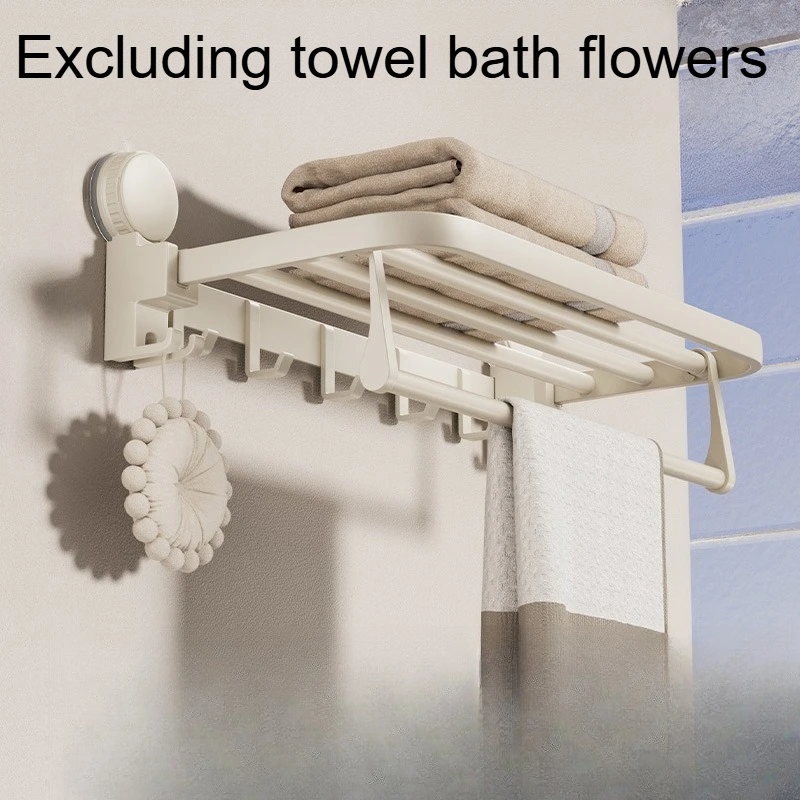 Suction cup towel rack bathroom towel storage rack bathroom hanging pole hook rack suction cup type no punching required Suction cup towel rack bathroom towel storage rack bathroom hanging pole hook rack suction cup type no punching required