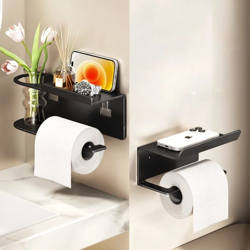 Wall-Mounted Bathroom Toilet Paper Holder with Roll Dispenser and Storage Shelf – Space-Saving Organizer for Home Restroom Wall-Mounted Bathroom Toilet Paper Holder with Roll Dispenser and Storage Shelf – Space-Saving Organizer for Home Restroom