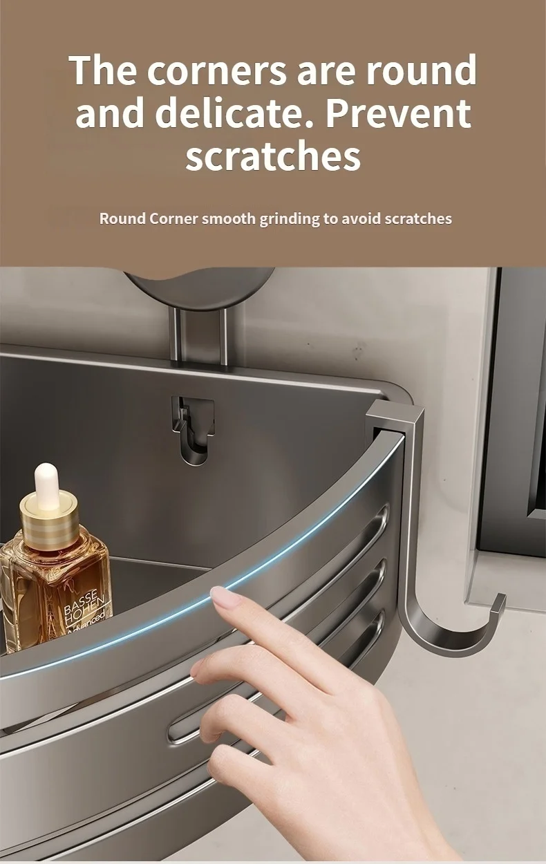 Bathroom Suction Tray Shelf Bathroom Perforation-free Toilet Wall Mounted Shower Gel Triangle Basket Shelf Kitchen Storage