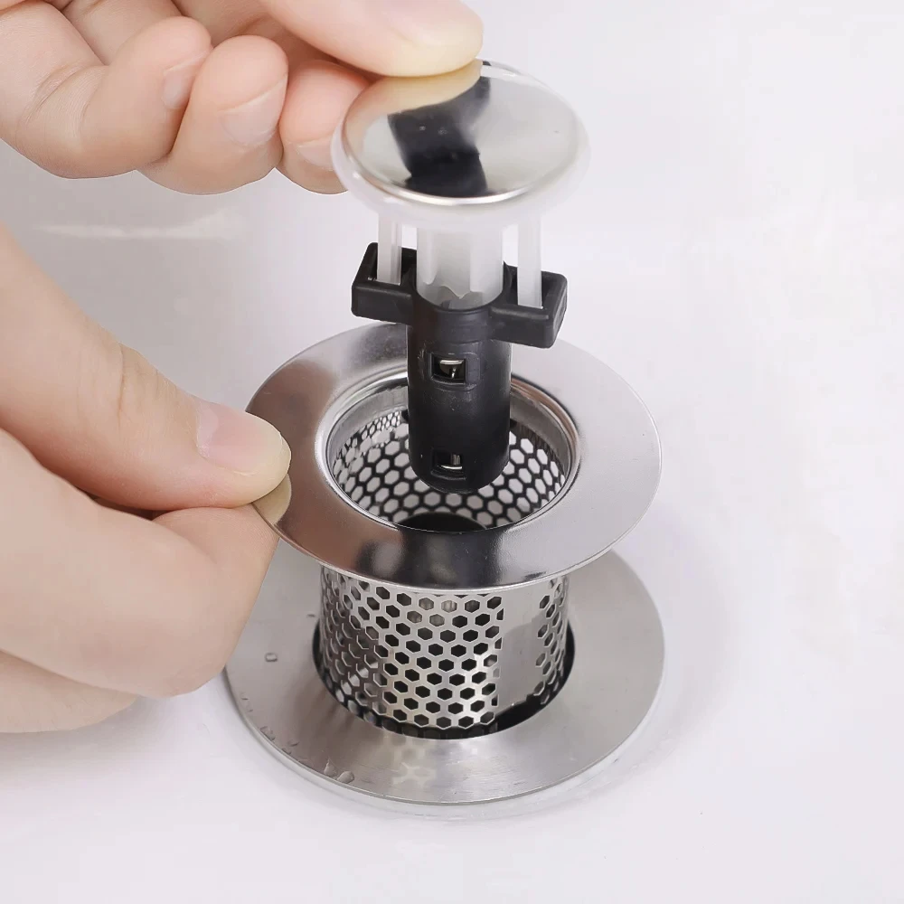 Washbasin Plug Anti Odor Pop-Up Bounce Core Basin Stopper Hair Catcher Shower Sink Strainer Stainless Steel Pop Up Filte Press
