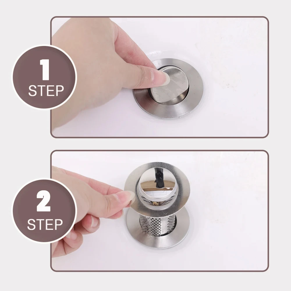 Washbasin Plug Anti Odor Pop-Up Bounce Core Basin Stopper Hair Catcher Shower Sink Strainer Stainless Steel Pop Up Filte Press