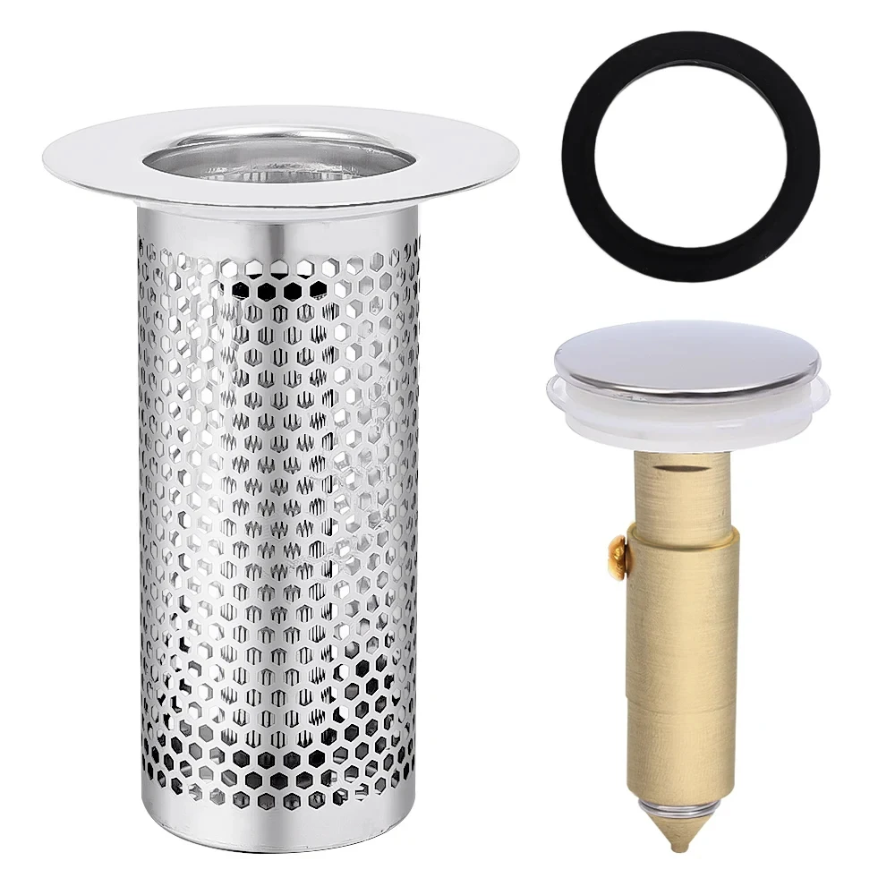 Washbasin Plug Anti Odor Pop-Up Bounce Core Basin Stopper Hair Catcher Shower Sink Strainer Stainless Steel Pop Up Filte Press