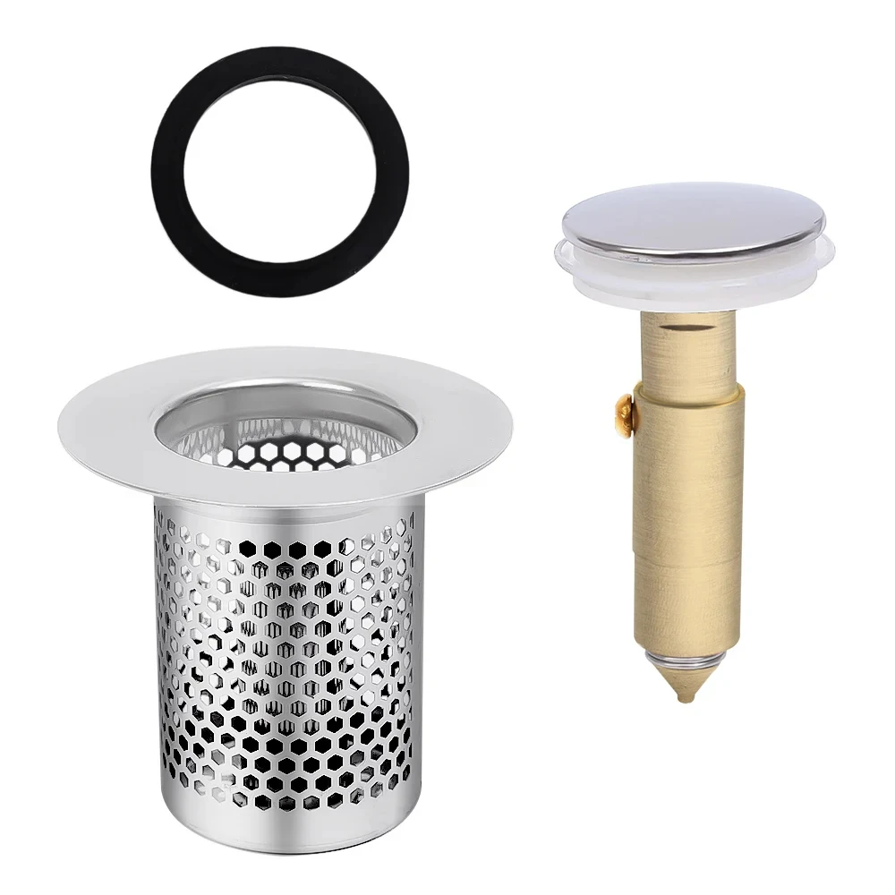 Washbasin Plug Anti Odor Pop-Up Bounce Core Basin Stopper Hair Catcher Shower Sink Strainer Stainless Steel Pop Up Filte Press