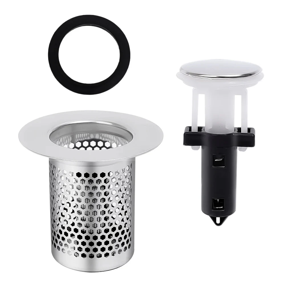 Washbasin Plug Anti Odor Pop-Up Bounce Core Basin Stopper Hair Catcher Shower Sink Strainer Stainless Steel Pop Up Filte Press