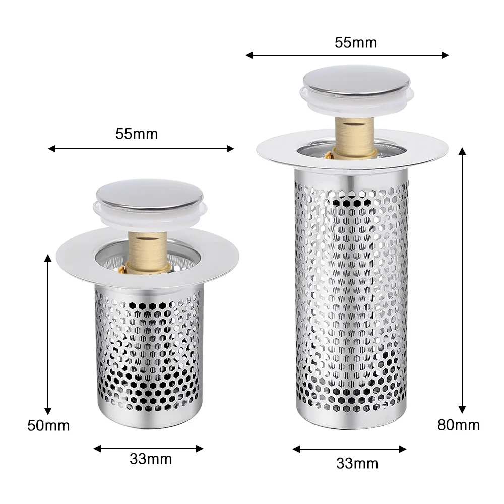 Washbasin Plug Anti Odor Pop-Up Bounce Core Basin Stopper Hair Catcher Shower Sink Strainer Stainless Steel Pop Up Filte Press