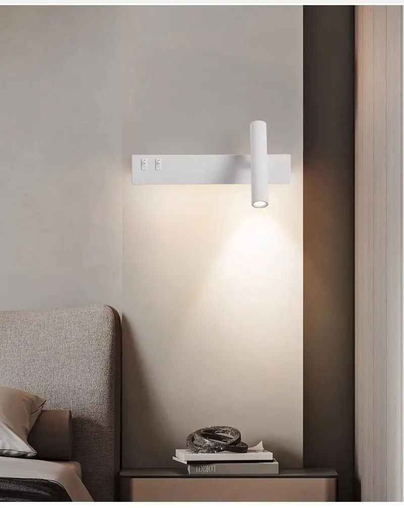 Nordic bedroom bedside reading wall light modern minimalist LED living room background wall light creative rotatable spotlight