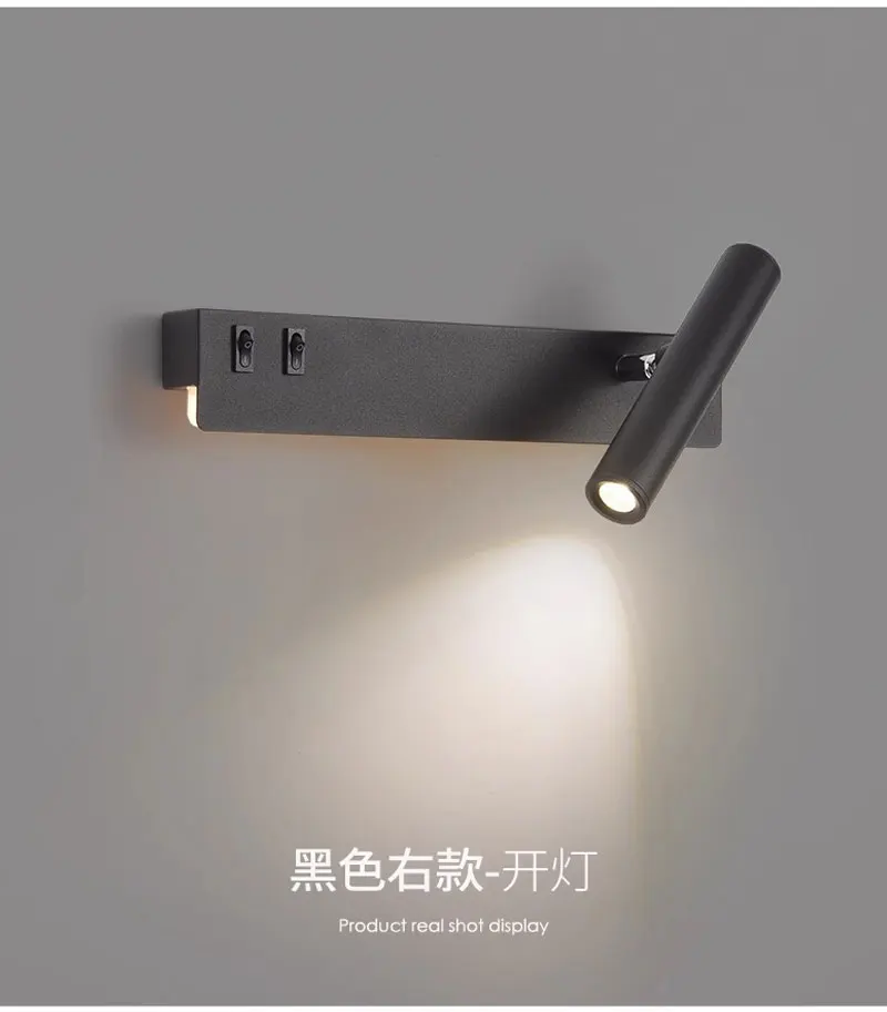 Nordic bedroom bedside reading wall light modern minimalist LED living room background wall light creative rotatable spotlight