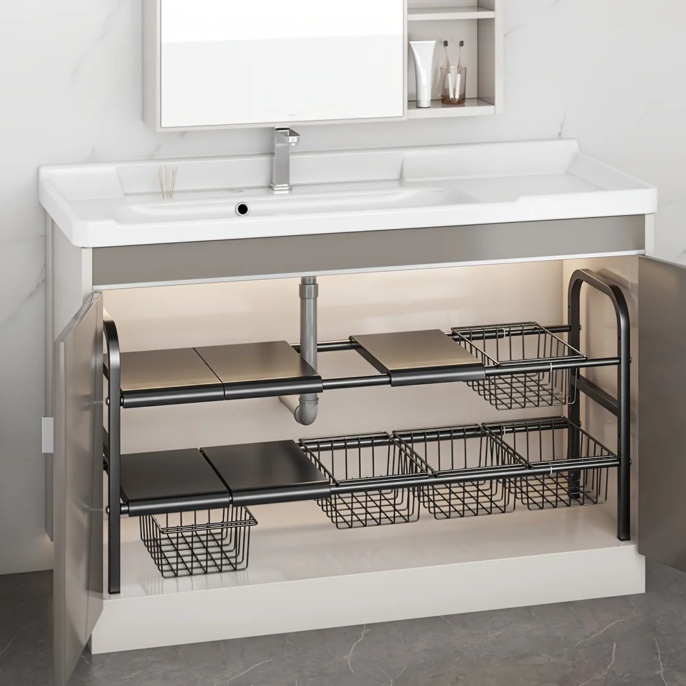 1 Set Multi-Use Kitchen Under Bathroom Sink Organizers - Expandable Cabinet Shelf Organizer Storage Rack 1 Set Multi-Use Kitchen Under Bathroom Sink Organizers - Expandable Cabinet Shelf Organizer Storage Rack