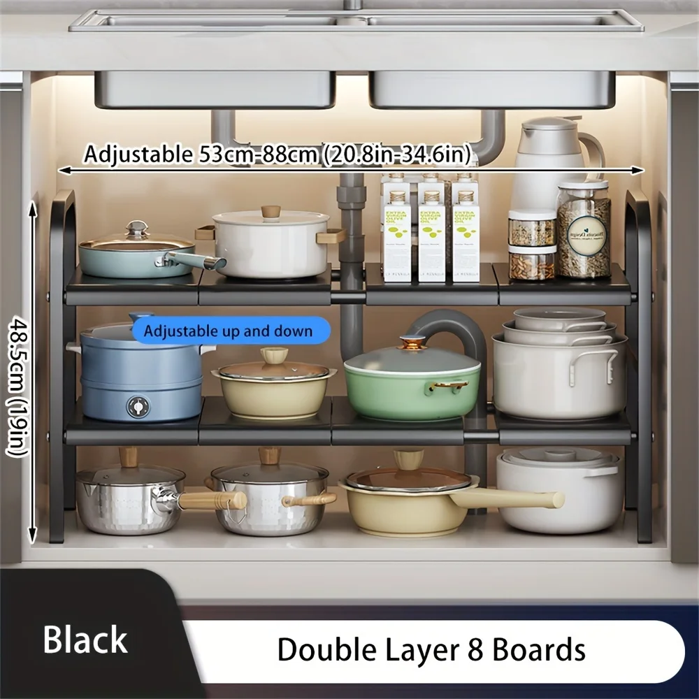 1 Set Multi-Use Kitchen Under Bathroom Sink Organizers - Expandable Cabinet Shelf Organizer Storage Rack 1 Set Multi-Use Kitchen Under Bathroom Sink Organizers - Expandable Cabinet Shelf Organizer Storage Rack