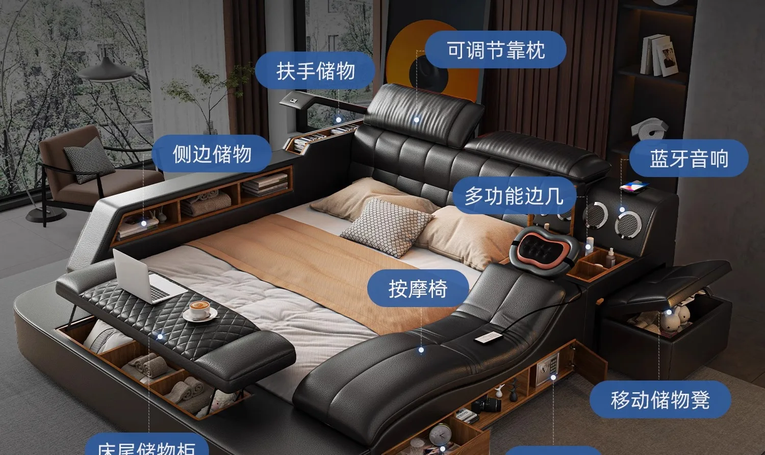 180X200CM double beds monster bed modern style Home furniture complete double bedroom luxury  king sizebed 2 people Single Sun