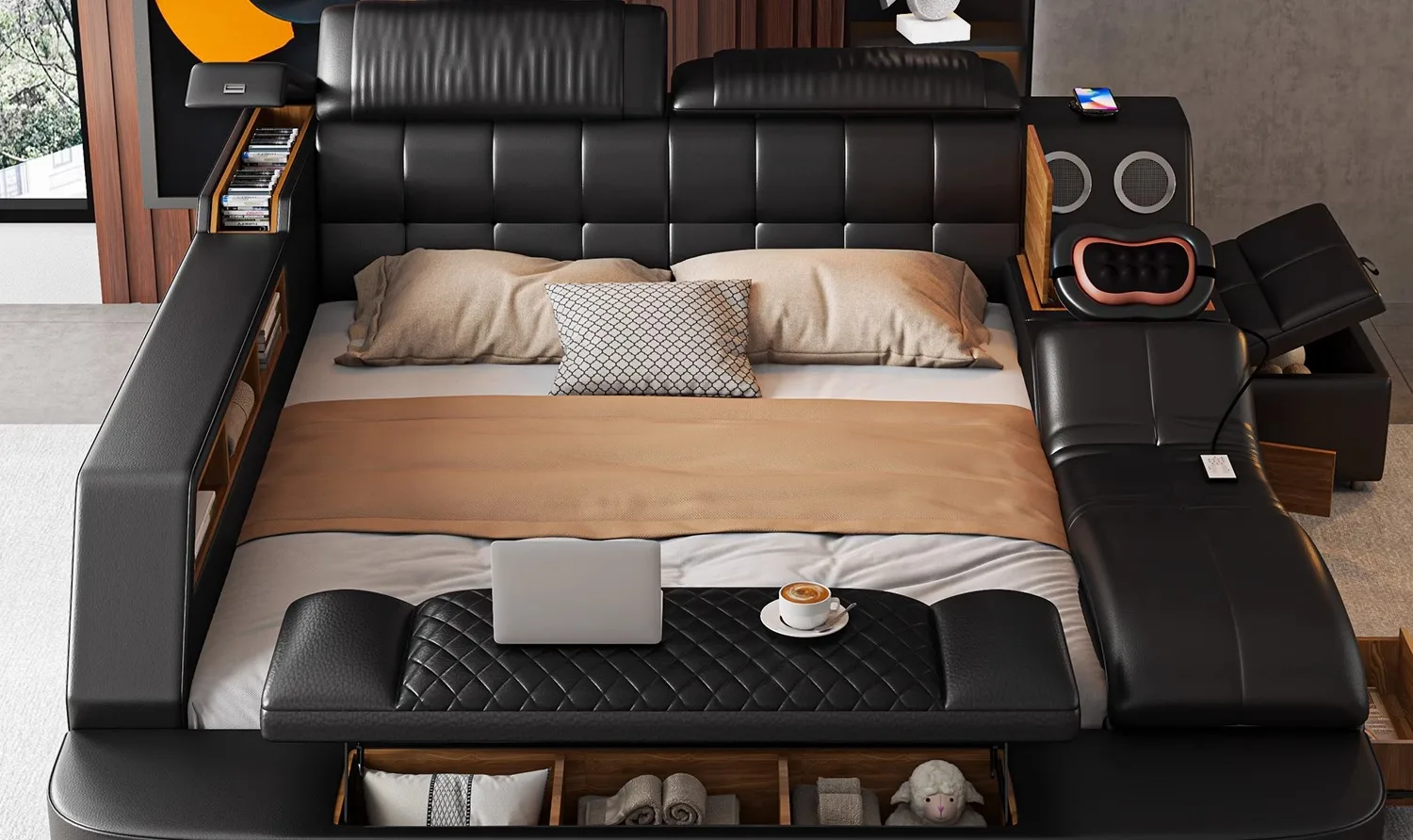 180X200CM double beds monster bed modern style Home furniture complete double bedroom luxury  king sizebed 2 people Single Sun