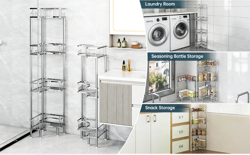 1Pc Stainless Steel Bathroom Corner Shower Rack Multi-Layer Storage Organizer for Shower Gel and Shampoo, Bathroom Stand, Triangle Storage Rack, Space Utilization, Rustproof Bathroom Standing Organize 1Pc Stainless Steel Bathroom Corner Shower Rack Multi-Layer Storage Organizer for Shower Gel and Shampoo, Bathroom Stand, Triangle Storage Rack, Space Utilization, Rustproof Bathroom Standing Organize