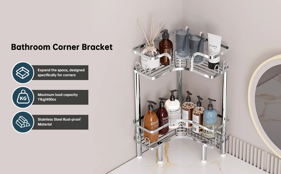1Pc Stainless Steel Bathroom Corner Shower Rack Multi-Layer Storage Organizer for Shower Gel and Shampoo, Bathroom Stand, Triangle Storage Rack, Space Utilization, Rustproof Bathroom Standing Organize 1Pc Stainless Steel Bathroom Corner Shower Rack Multi-Layer Storage Organizer for Shower Gel and Shampoo, Bathroom Stand, Triangle Storage Rack, Space Utilization, Rustproof Bathroom Standing Organize