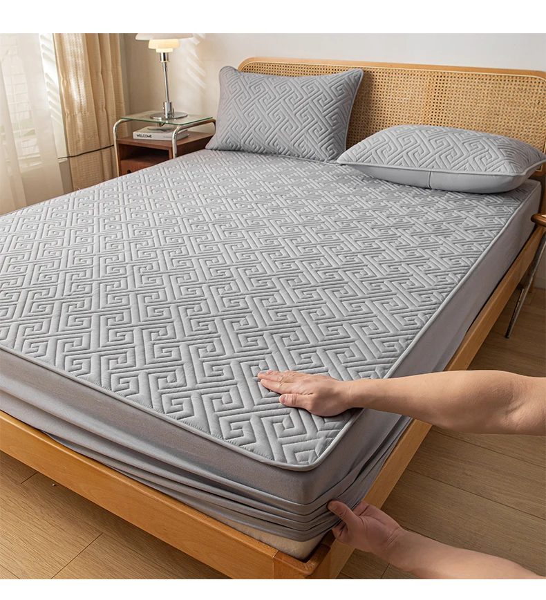 1Pc Waterproof Mattress Cover Lattice Fitted Sheet Mattress Protector Twin Full Quuen King Size 160*200 Mattress Cover