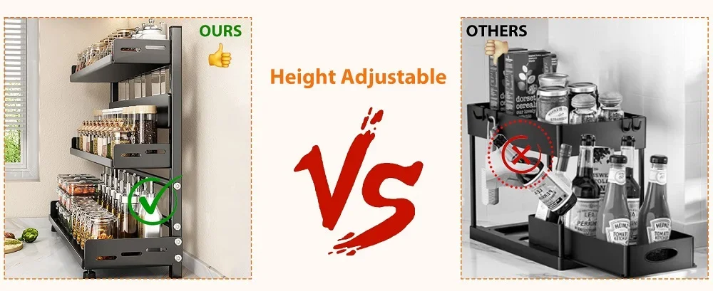 2-3 Tier Height-Adjustable Vertical Spice Rack Rustproof Metal Spice Storage Rack Kitchen Storage Rack And Decorative Piece