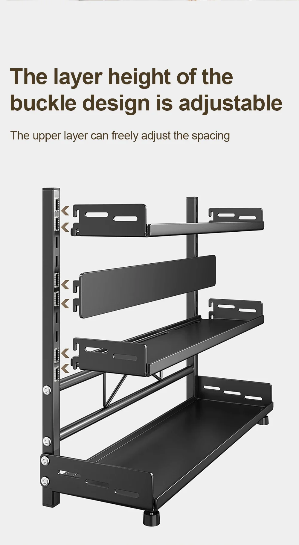 2-3 Tier Height-Adjustable Vertical Spice Rack Rustproof Metal Spice Storage Rack Kitchen Storage Rack And Decorative Piece