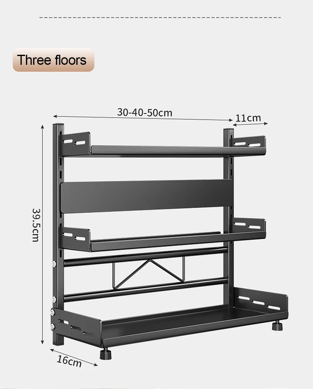 2-3 Tier Height-Adjustable Vertical Spice Rack Rustproof Metal Spice Storage Rack Kitchen Storage Rack And Decorative Piece