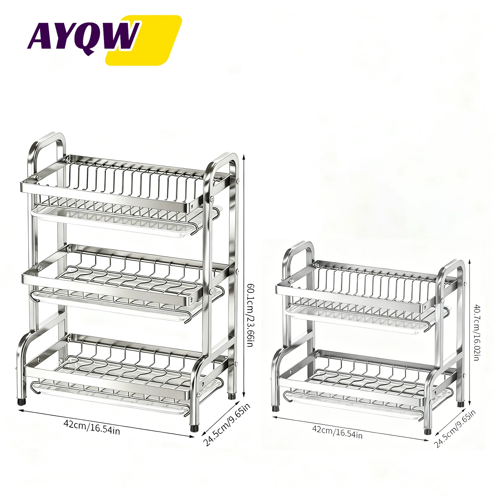 2-3 layer stainless steel kitchen storage rack for dishes and bowls - used for storing cutlery, plates and bowls.
