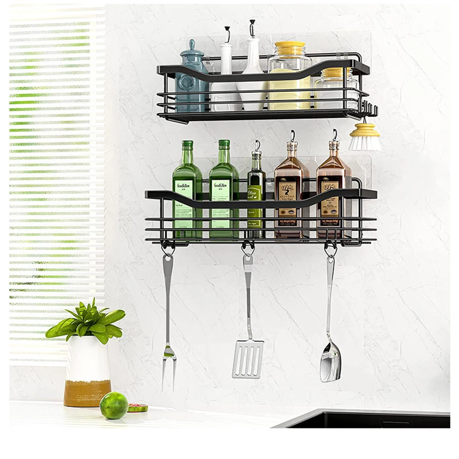 2 Pcs Rustproof Stainless Steel Bathroom Organizer with 5 Hooks,Large Capacity,No Drilling,Suitable for Bathroom Storage 2 Pcs Rustproof Stainless Steel Bathroom Organizer with 5 Hooks,Large Capacity,No Drilling,Suitable for Bathroom Storage