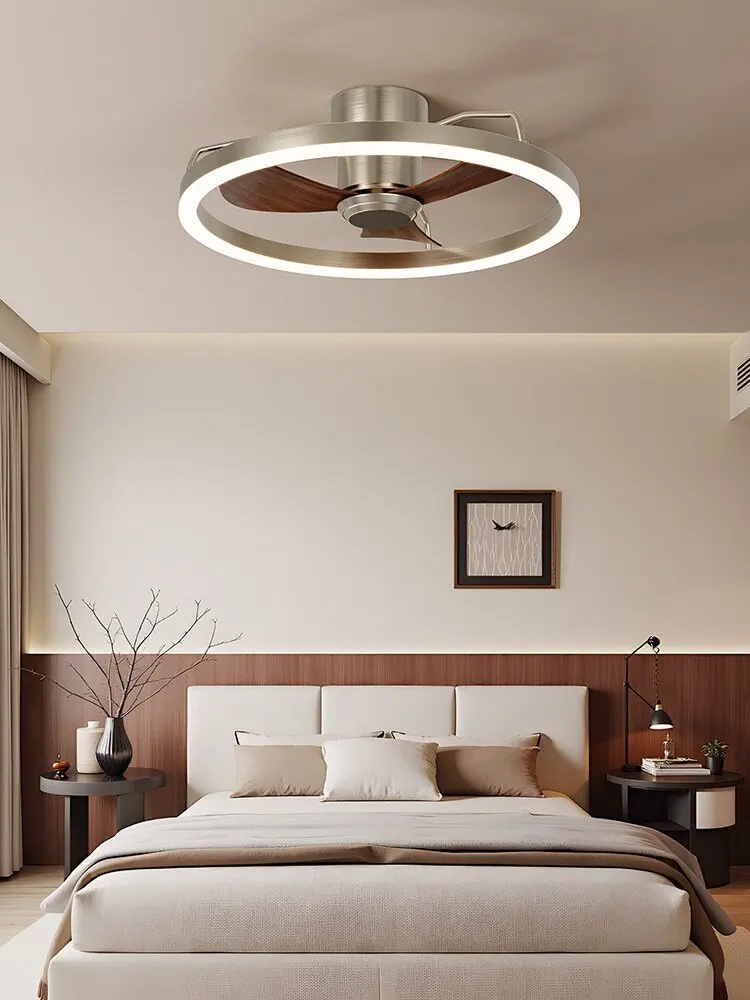 20″ Ceiling Fan with LED Light Flush Mount DC Motor 6-Speed Remote Control Dimmable Fan Lamp for Home Kitchen Bedroom Living Roo 20