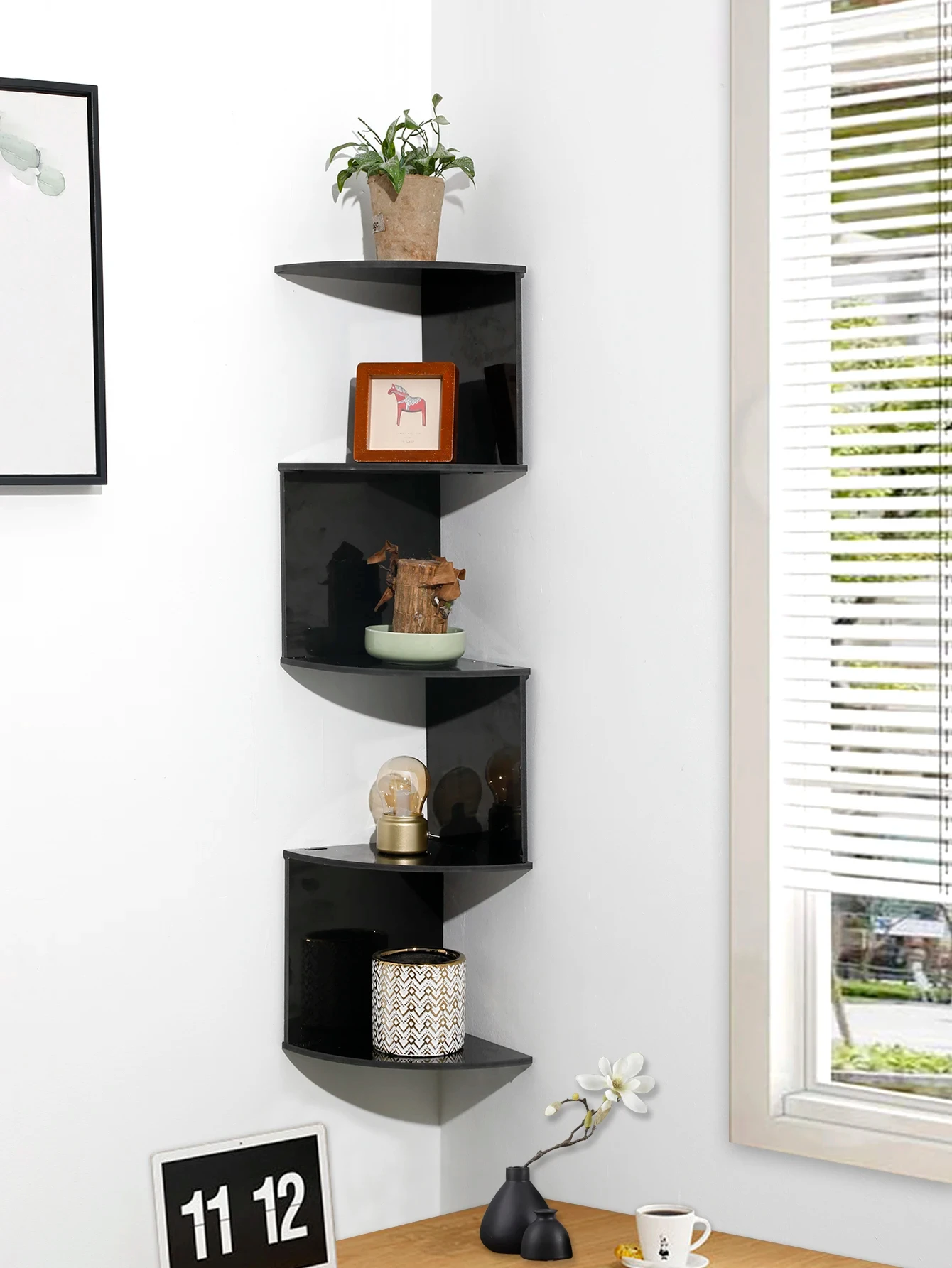 2/4/5 Layers PVC Wooden Corner Shelf Burlywood Storage Shelf Boho Home Decoration Floating Wall Organizer Room Decors Aesthetic