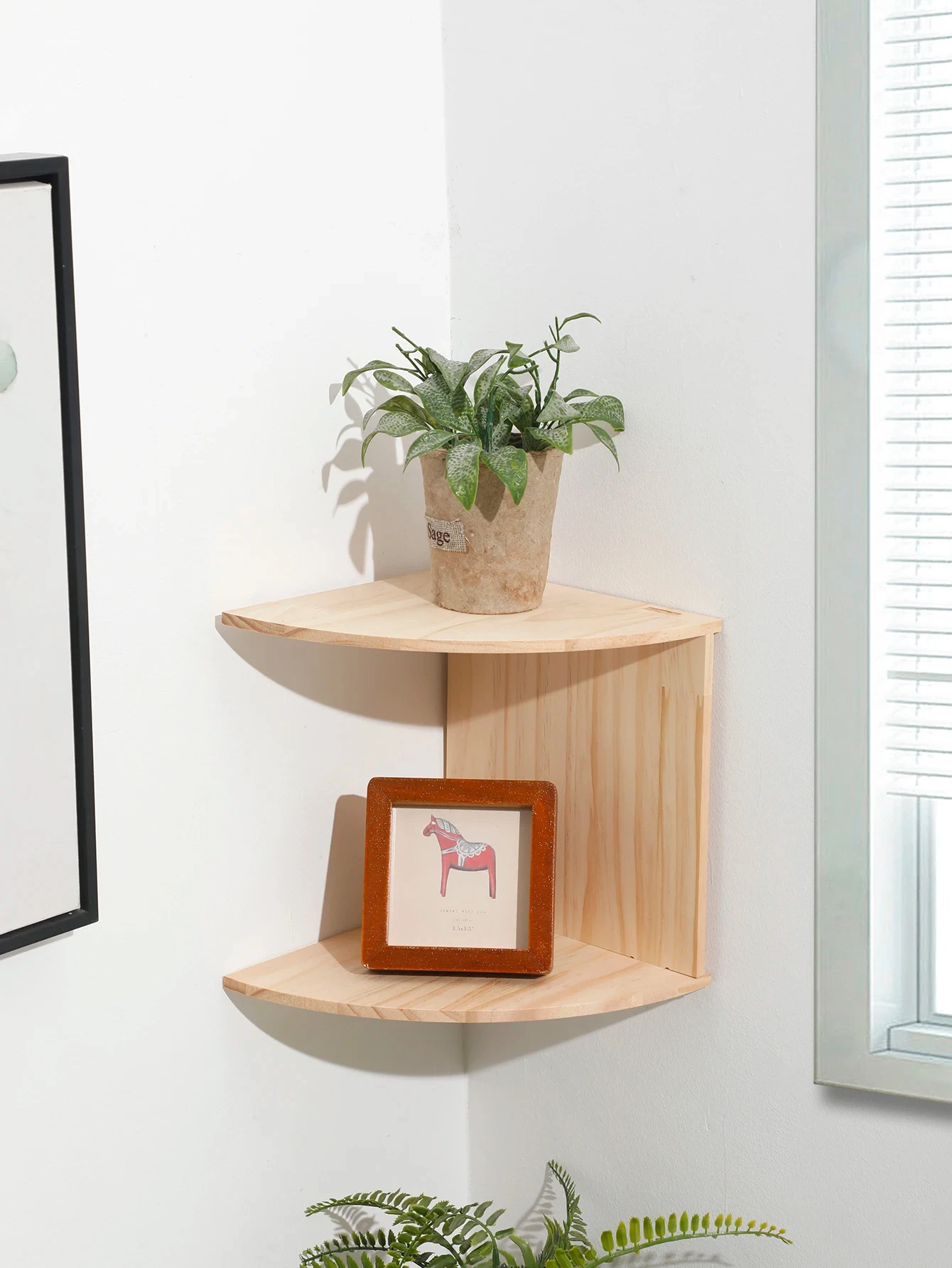 2/4/5 Layers PVC Wooden Corner Shelf Burlywood Storage Shelf Boho Home Decoration Floating Wall Organizer Room Decors Aesthetic