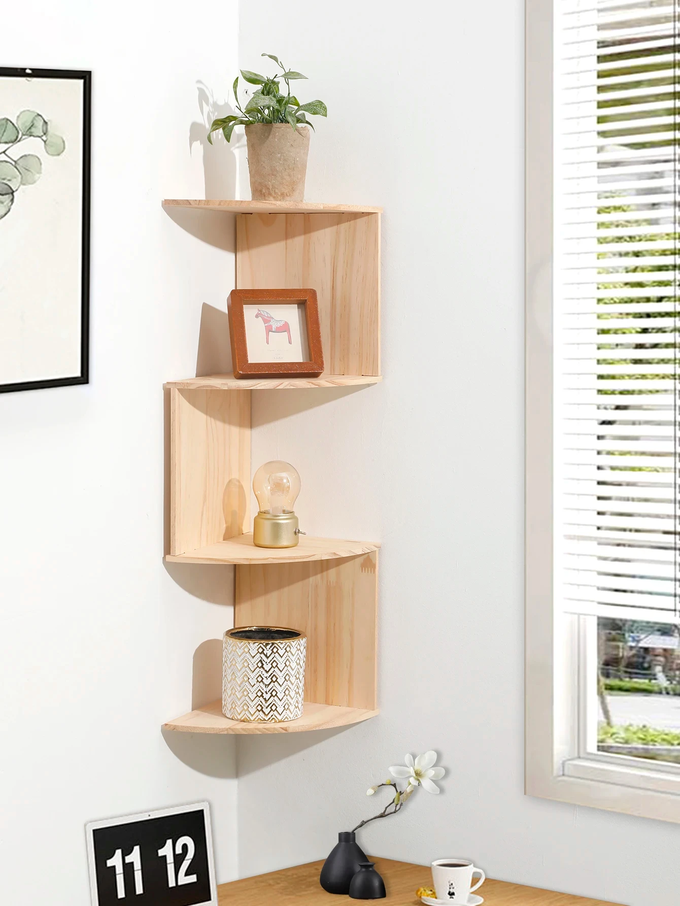 2/4/5 Layers PVC Wooden Corner Shelf Burlywood Storage Shelf Boho Home Decoration Floating Wall Organizer Room Decors Aesthetic 2/4/5 Layers PVC Wooden Corner Shelf Burlywood Storage Shelf Boho Home Decoration Floating Wall Organizer Room Decors Aesthetic
