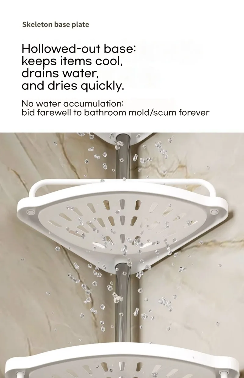 4 Tier Corner Bathroom Shelf Rustproof Stainless Steel Height Adjustable Punch-Free Floor-to-Ceiling Storage Rack for Bathroom
