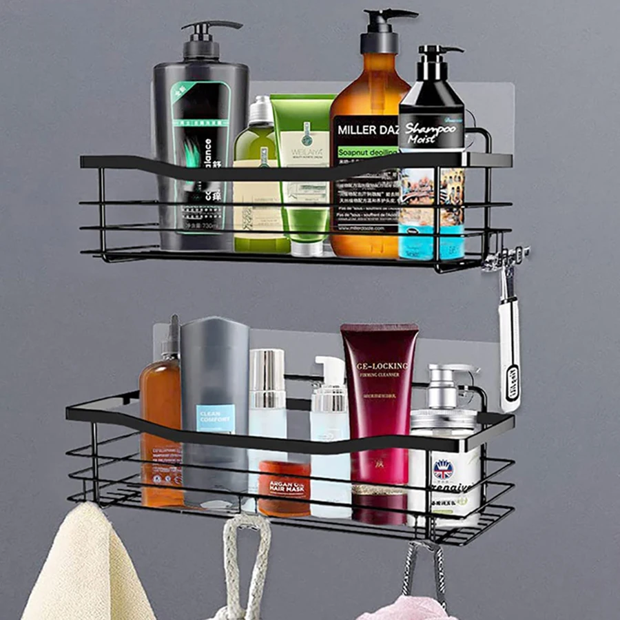 2 Pcs Rustproof Stainless Steel Bathroom Organizer with 5 Hooks,Large Capacity,No Drilling,Suitable for Bathroom Storage 2 Pcs Rustproof Stainless Steel Bathroom Organizer with 5 Hooks,Large Capacity,No Drilling,Suitable for Bathroom Storage