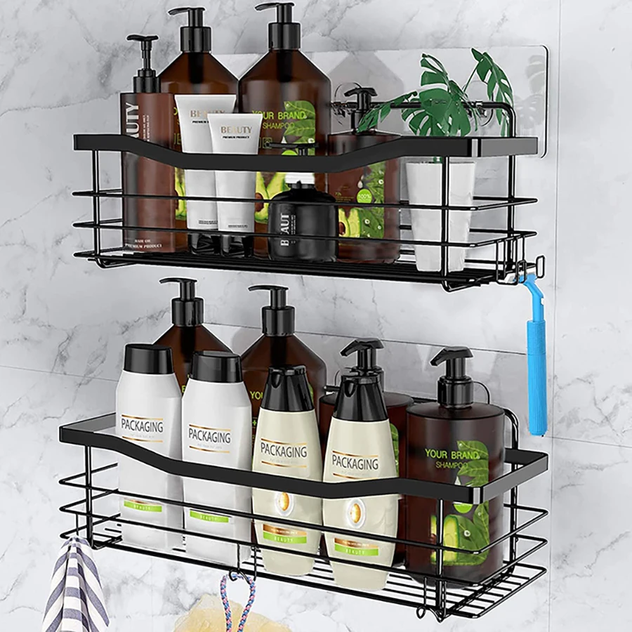2 Pcs Rustproof Stainless Steel Bathroom Organizer with 5 Hooks,Large Capacity,No Drilling,Suitable for Bathroom Storage 2 Pcs Rustproof Stainless Steel Bathroom Organizer with 5 Hooks,Large Capacity,No Drilling,Suitable for Bathroom Storage