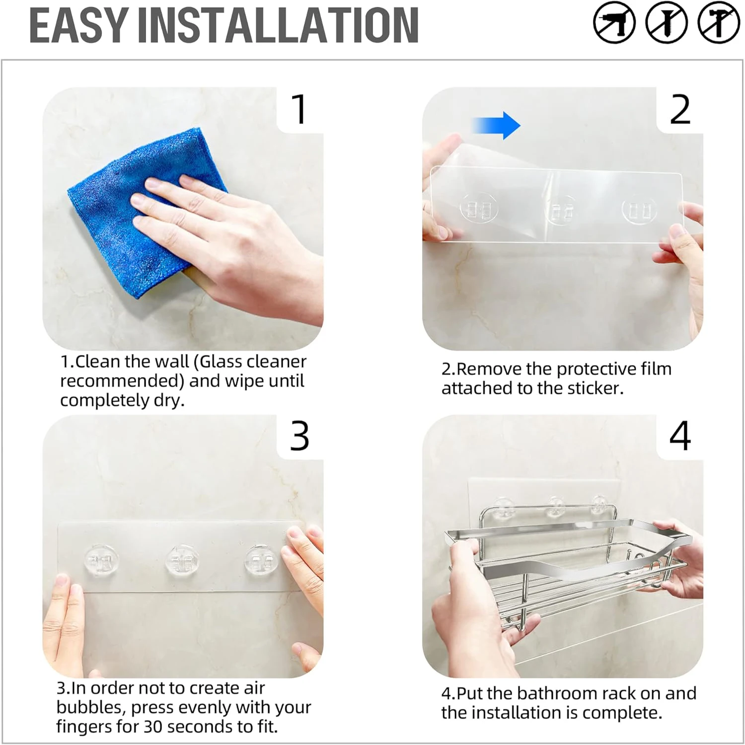 2 Pcs Rustproof Stainless Steel Bathroom Organizer with 5 Hooks,Large Capacity,No Drilling,Suitable for Bathroom Storage 2 Pcs Rustproof Stainless Steel Bathroom Organizer with 5 Hooks,Large Capacity,No Drilling,Suitable for Bathroom Storage