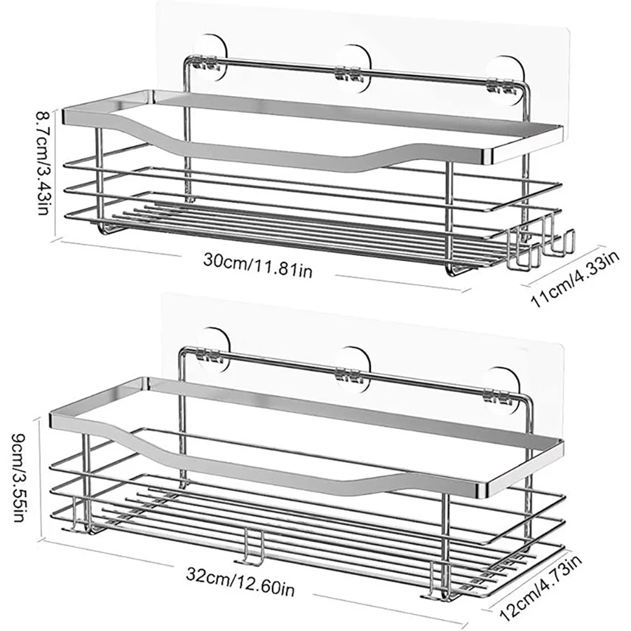 2 Pcs Rustproof Stainless Steel Bathroom Organizer with 5 Hooks,Large Capacity,No Drilling,Suitable for Bathroom Storage 2 Pcs Rustproof Stainless Steel Bathroom Organizer with 5 Hooks,Large Capacity,No Drilling,Suitable for Bathroom Storage